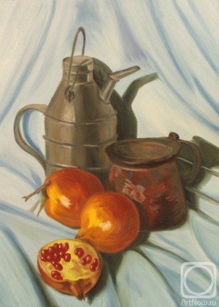 Lukaneva Larissa. 323 (still life with pomegranates and iron utensils)