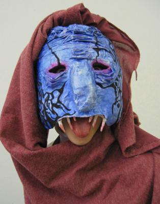 Mask for Halloween. Blue Sheck