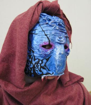 Mask for Halloween. Blue Sheck 2