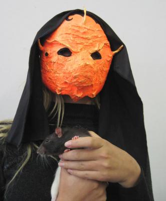 Mask for Halloween. Red Rick. Dieva Olga