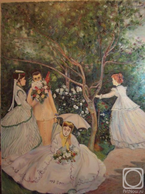Ostraya Elena. Copy of the painting by C. Monet "Women in the Garden" (fragment)