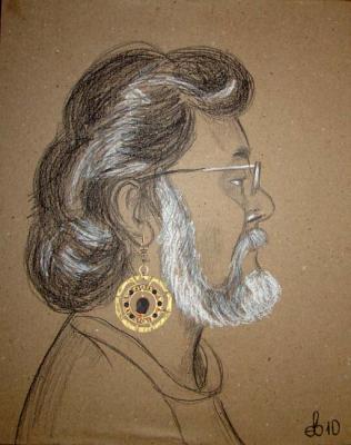 The head of a man with earrings from Denenberg and K