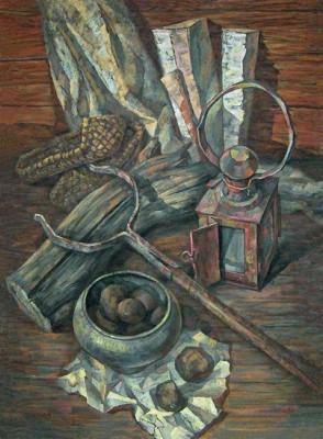 Still life with an old lantern