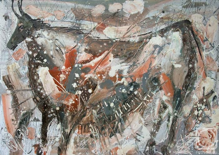 Lityshev Vladimir. Cow (from the series "Rock Painting")