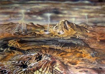 The surface of Venus volcano Shapash