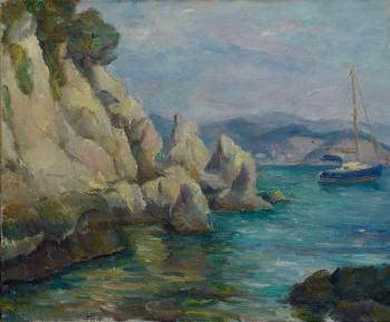 Bay (Landscape with sailboat). Kalmykova Yulia