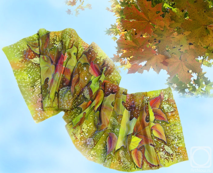Осенний шарф. Платок осень. Платок с листьями. Шарф и осенние листья.