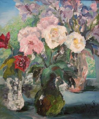 Painting Flowers by the window. Golubtsova Nadezhda