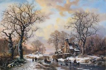 Summer Landscape with Scating Pleasures Near a Castle. Elokhin Pavel