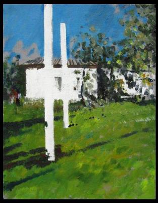 Landscape with a white house. 2010