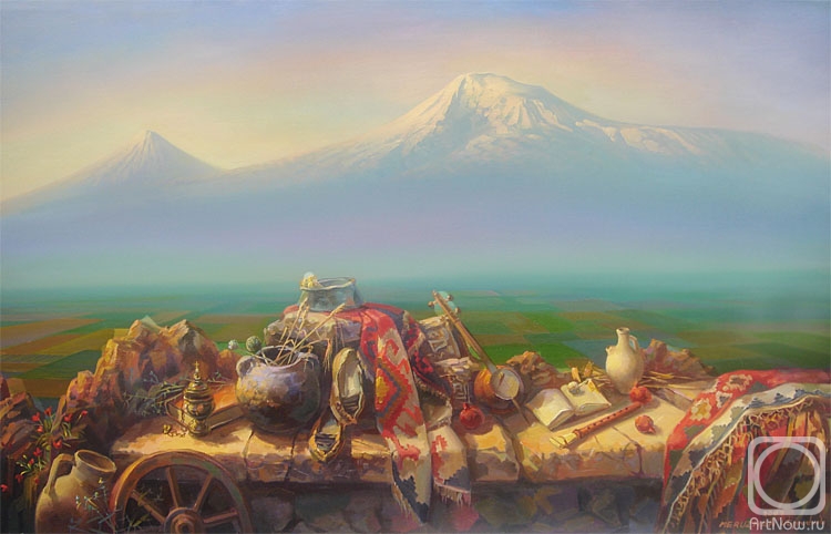 Khachatryan Meruzhan. Armenian still life on background the Ararat mountain