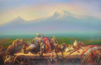 Armenian still life on background the Ararat mountain. Khachatryan Meruzhan