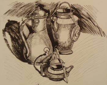 344 (Still life with copper teapots). Lukaneva Larissa