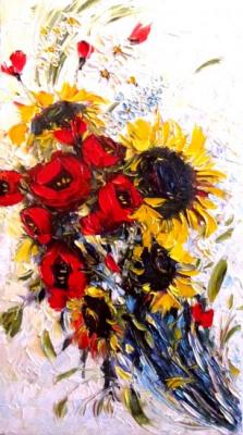 Sunflowers and poppys. Grebenyuk Yury