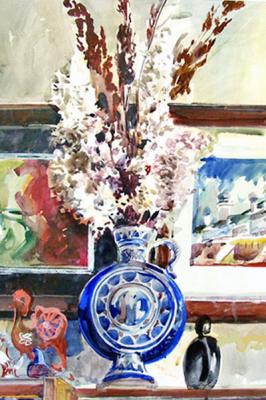 A bouquet in Blue Vase