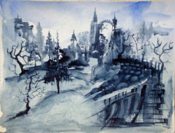 Winter landscape with a castle. Doronin Vitaliy