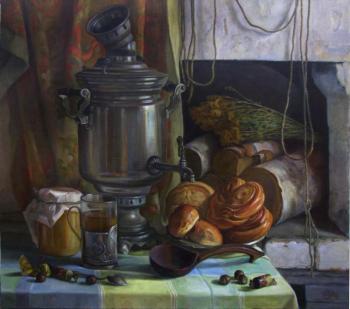 Still life with samovar and stove. Shumakova Elena