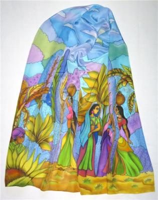 Scarf "Indian Tales" (based on Indian fairy tales)