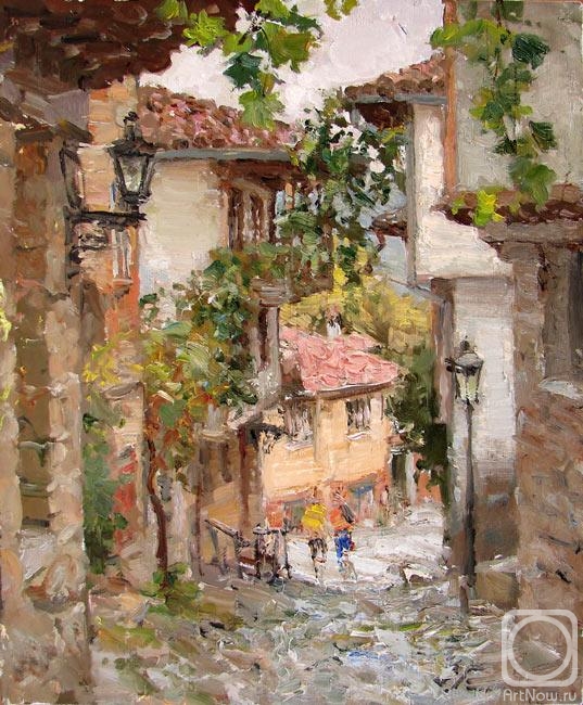 Galimov Azat. Mountain Bulgaria. A street of Veliko Tarnovo on a rainy day