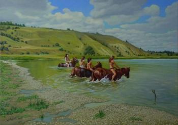 Bathing horses on the Don. Litvinenko Gennadiy