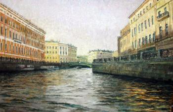 At night, the river Moyka