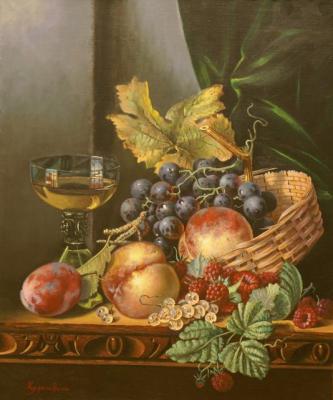 A still-life with peaches", a copy of painting Edward Ladell. Kuprashvili Hariton