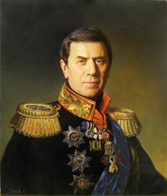 The man in a military uniform (). Beysheev Kemel