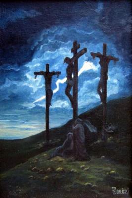 Golgotha. Darkness. Crucifix