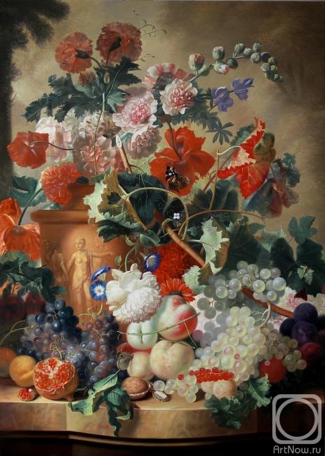 Beysheev Kemel. Flowers in a vase on a marble table