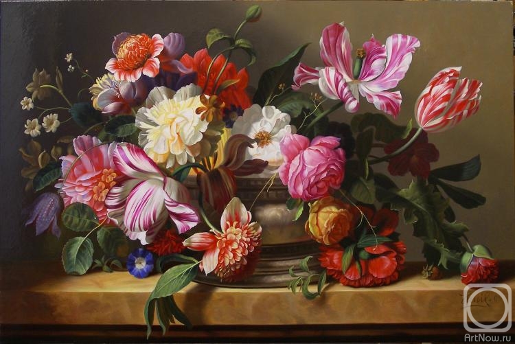 Beysheev Kemel. Flowers in an oval vase