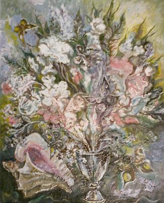 Flowers and marine shell. Pomelova Innesa