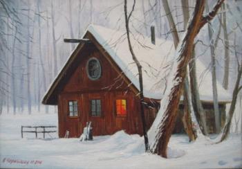 Winter. Cabin in the woods. Chernyshev Andrei
