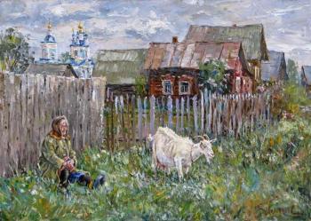 Granny with a goat ( ). Kolokolov Anton