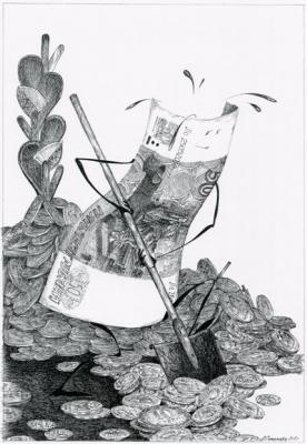 Money does not go on vacation (from the series "The Life of Money"). Simonova Lybov