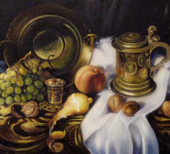 Mug, dish and fruits. Ivanova Olga