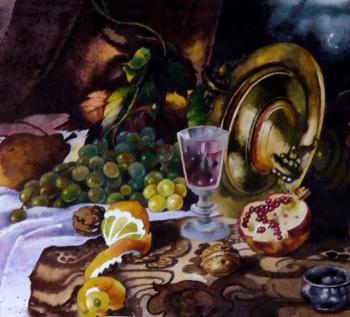 Wine-glass, dish and fruits. Ivanova Olga
