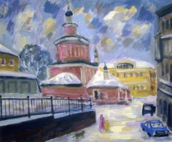 Landscape with red church. Chasovskih Anatoliy
