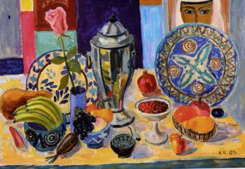 Still-life with fruit and M.Sar'jana's reproduction. Chasovskih Anatoliy
