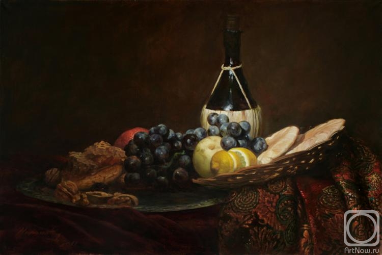 Mironov Andrey. Still life with wine, fruit and honey