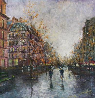 Paris. Autumn, rain, umbrellas. Konturiev Vaycheslav