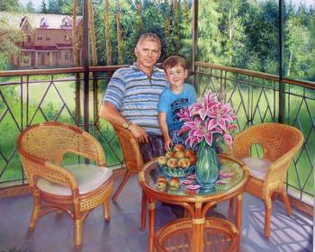 On the Terrace (Oil-Painting). Sokolova Lyudmila