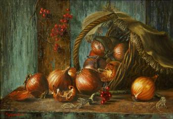 A basket with onions", From O.Enaevoj's photo. Kuprashvili Hariton