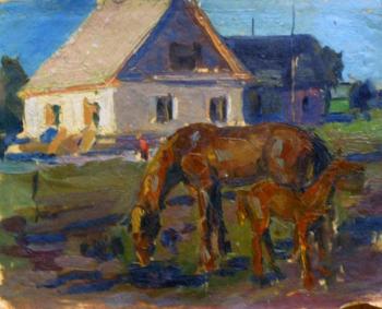 Horse with foal (etude) (A Horse With A Foal). Marchenko Jana