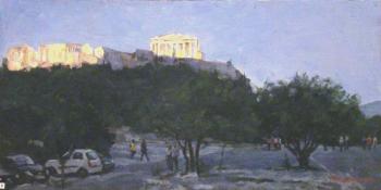 Greece, Athenes. Acropolis in the evening