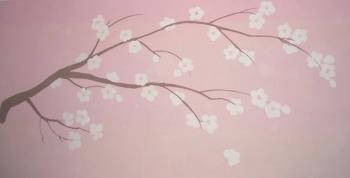Cherry branch. Bedroom wall painting. Kruppa Natalia