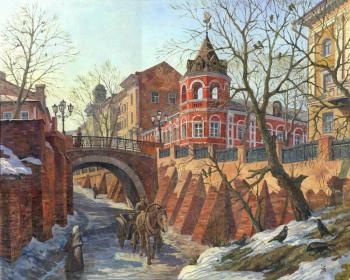 March. Stone bridge. Voronezh