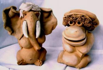 Elephant and hippopotamus. Tykhomirov Alexander