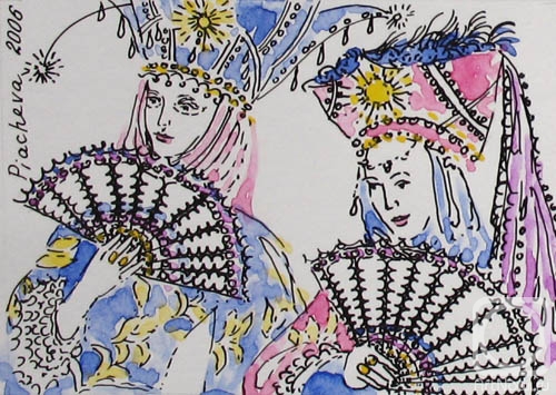 Piacheva Natalia. Venice Carnival. Blue Pink Watching