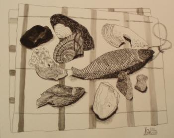 Still Life with the Shells and the Fish. Lukaneva Larissa