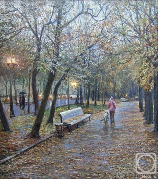 Loukianov Victor. Strastnoi Boulevard in Rain